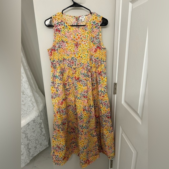 J. Crew Dresses & Skirts - J.Crew Floral/flower yellow Print summer Tiered Midi Dress womens size 8